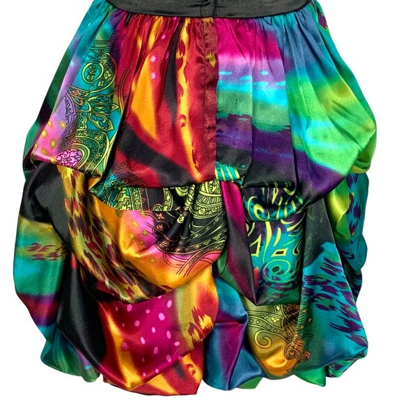 Xtraordinary Y2K Strapless Mini Cocktail Dress 7 Bubble Hem Satin Prom Hoco - Picture 8 of 11